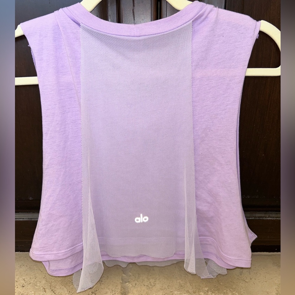 ALO Lavender Mesh Crop Tank